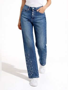 Levi’s 501 Curve High Rise Straight Jeans Rhinestone Studded NWT W26 or W24 L30